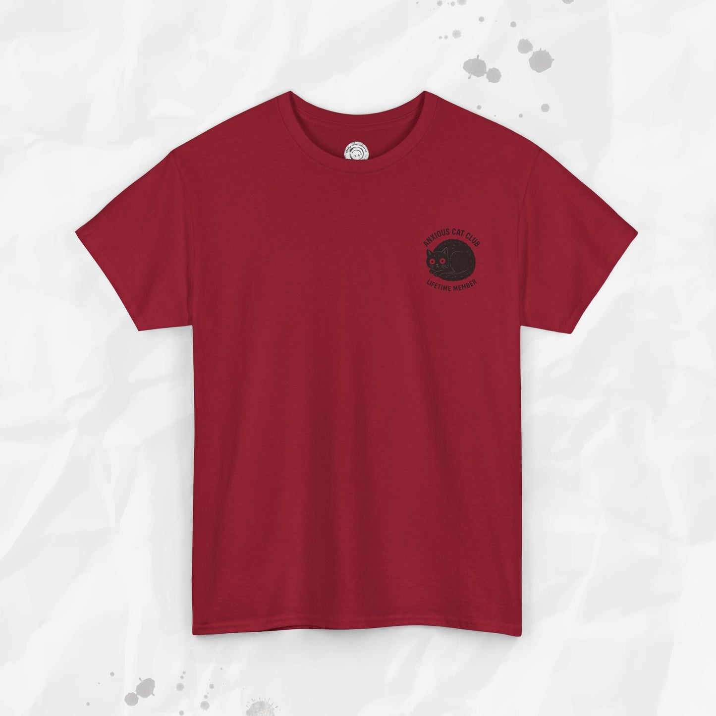 Anxious Cat Club – T-Shirt (Pocket Print)