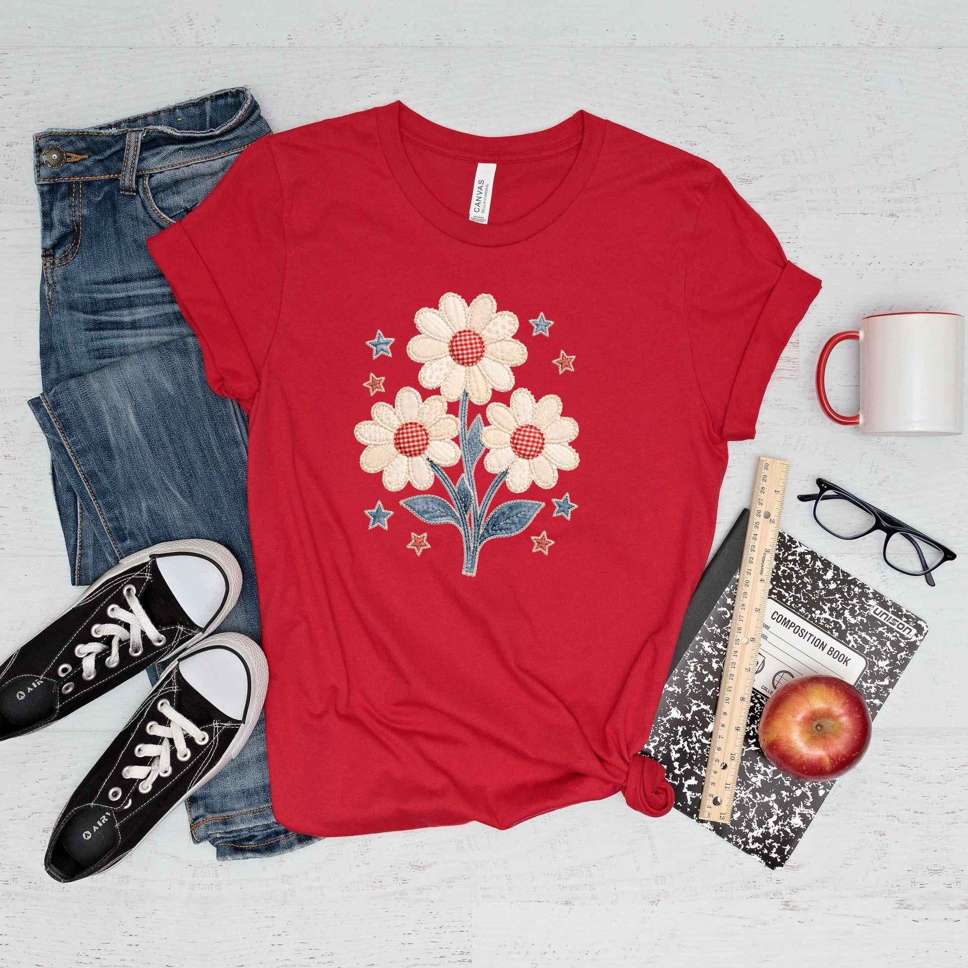 Patriotic Shirt - Floral 4th Of July Tee | Boho Retro Hippie Daisy Lover Shirt