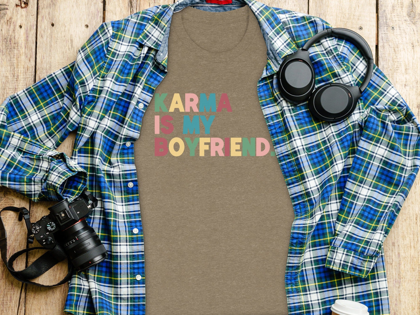 Karma Is My Boyfriend Colorful Text Graphic T-Shirt
