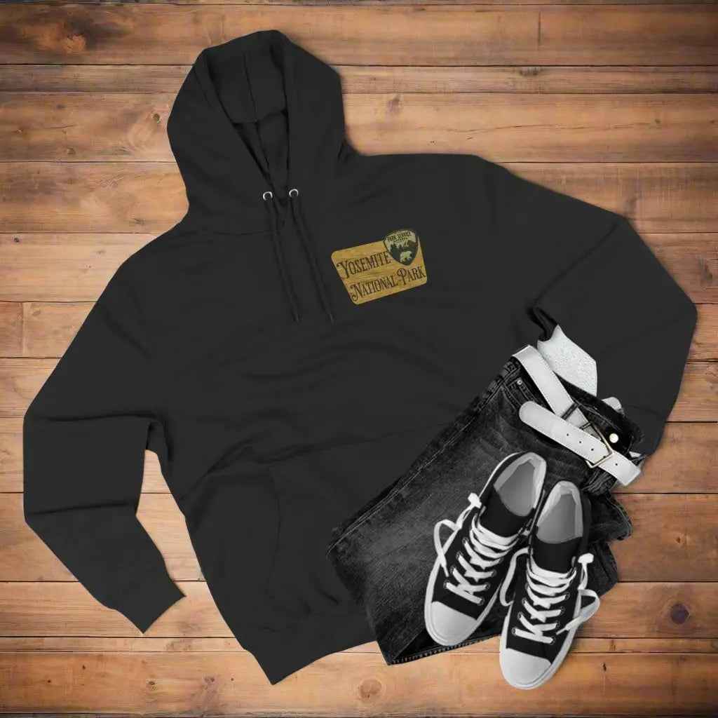 Hike Yosemite National Park Unisex Fit Fleece Hoodie Wooden Mountain Sign