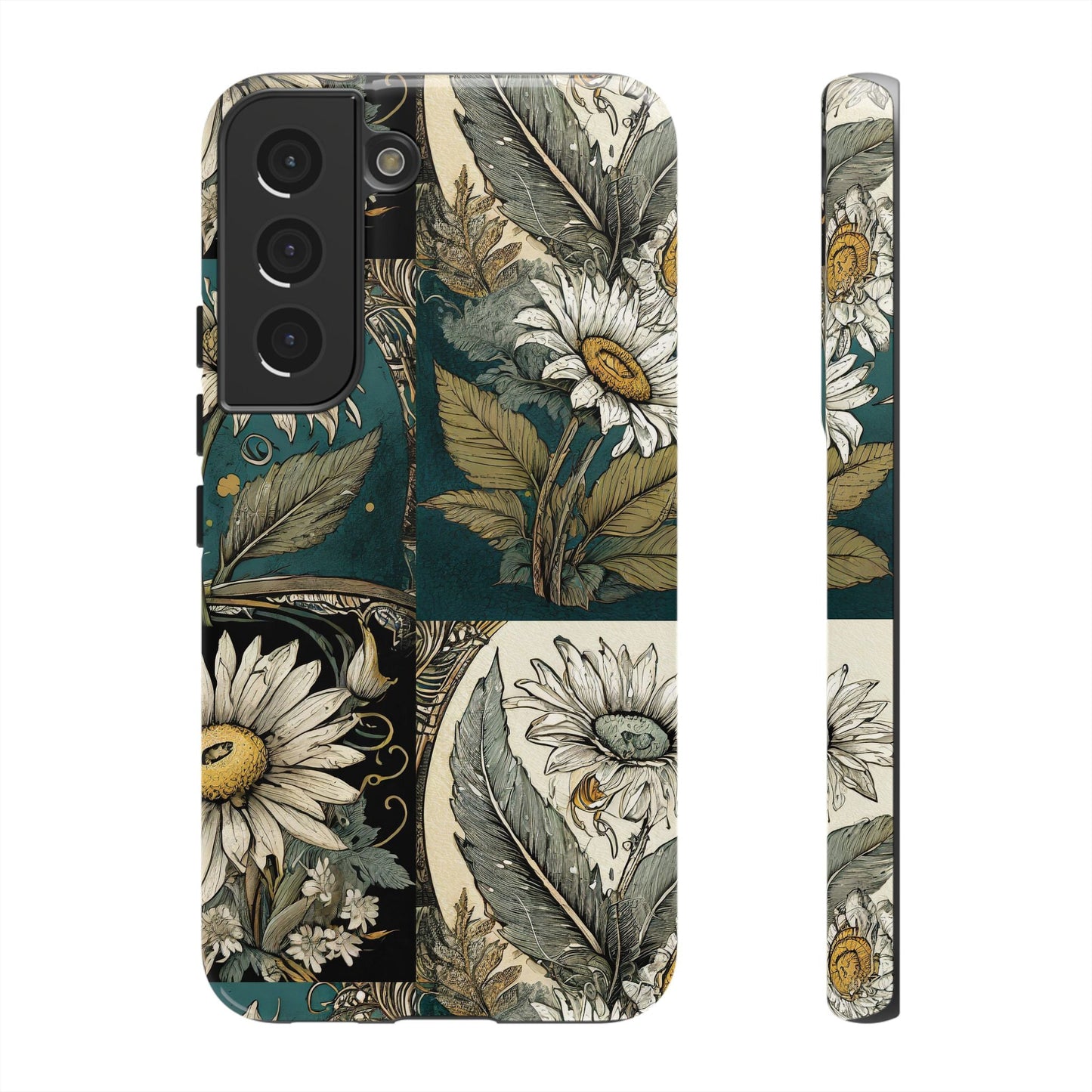 Abstract Teal Daisy Tough Phone Case