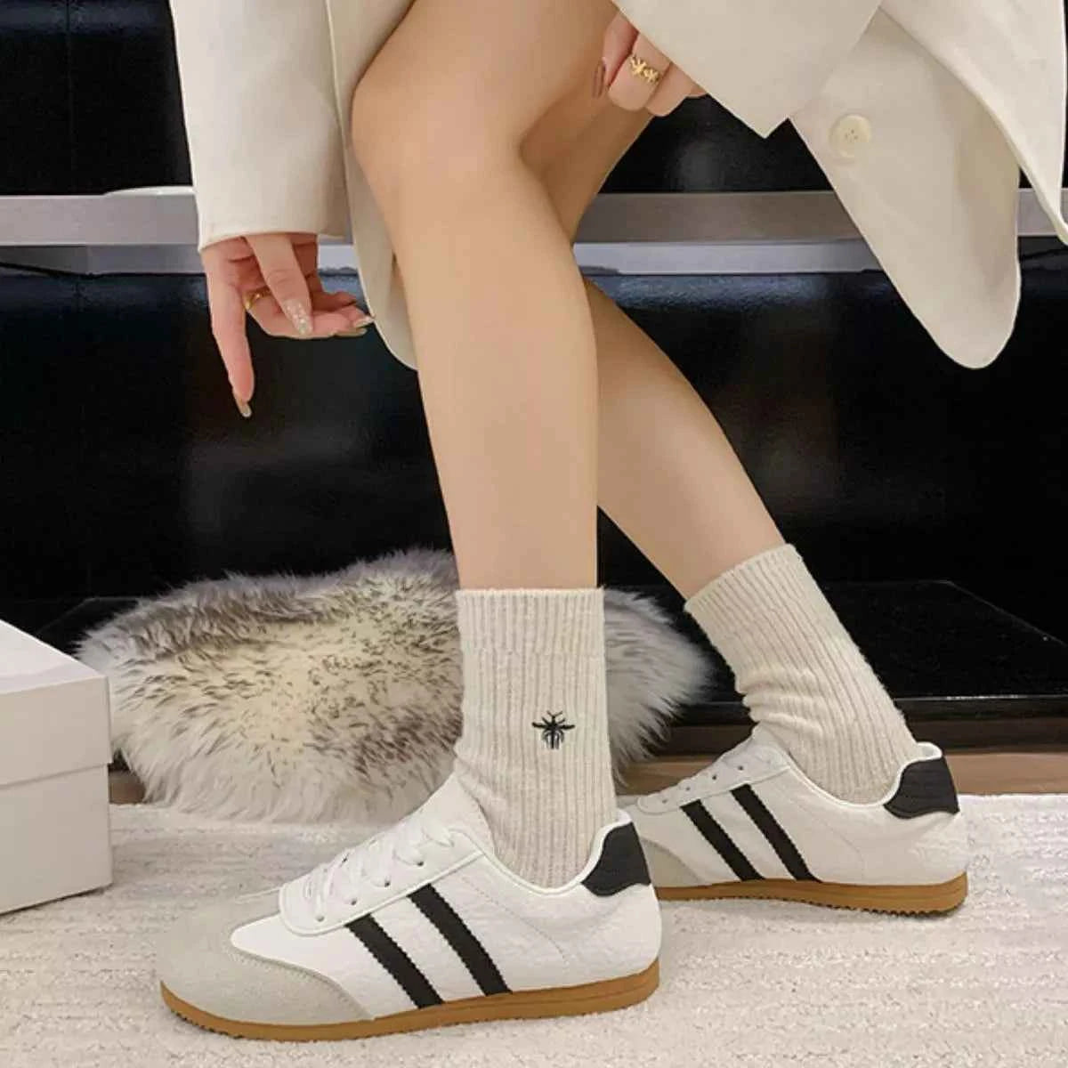 Striped Lace Up Casual Sneakers