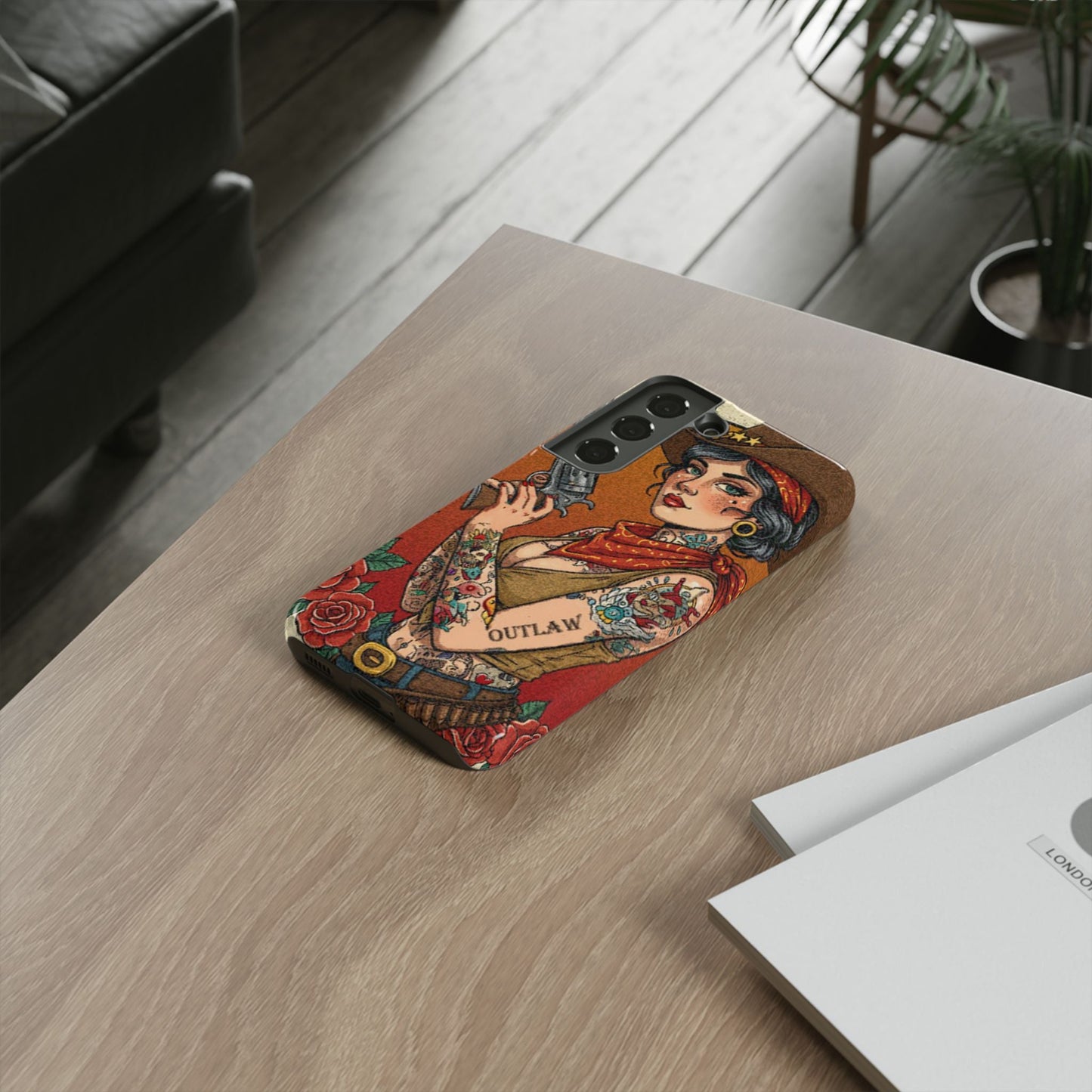 Vintage Western Tough Phone Case with Outlaw Design