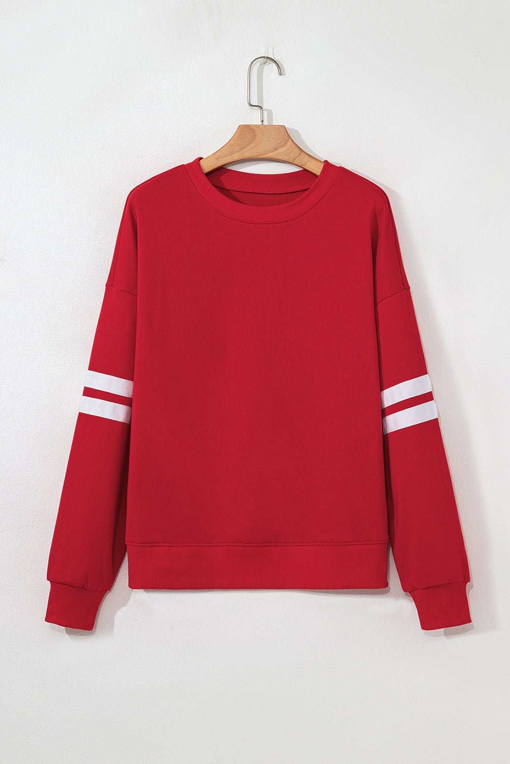 Red Varsity Striped Oversized Sweatshirt