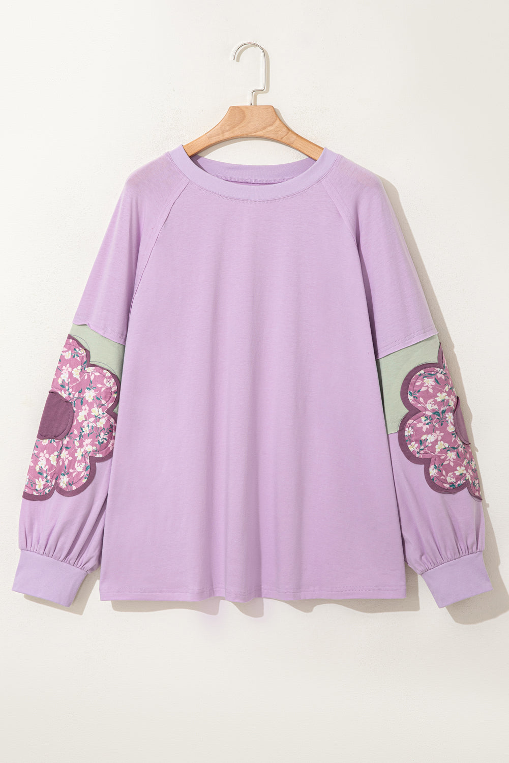 Phalaenopsis Flower Patch Colorblock Plus Size Pullover Top