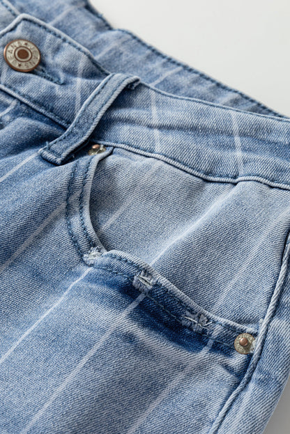 Beau Blue Wide Leg Jeans With Multiple Button Details