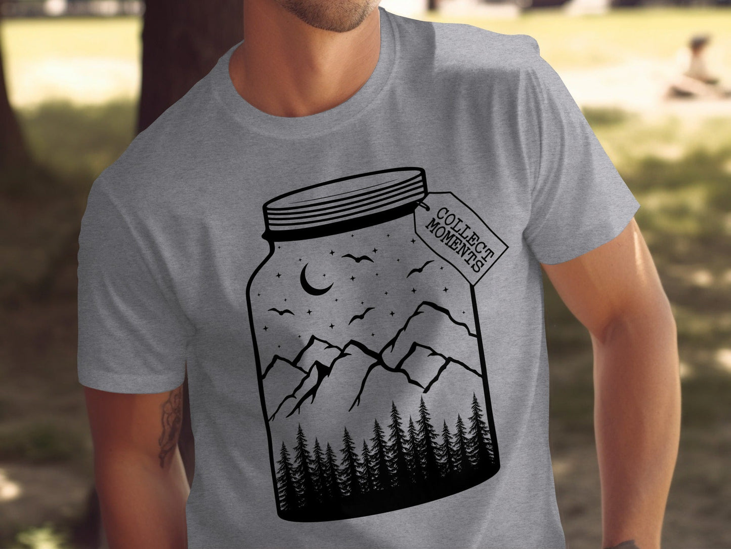 Collect Moments Jar with Mountains Scene Design T-Shirt
