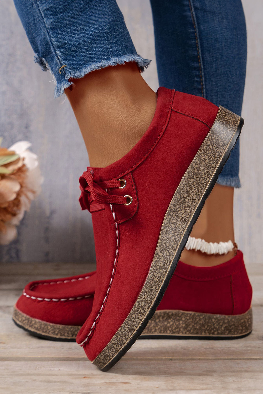 Coffee Suede Lace Up Casual Shoes For Everyday Style