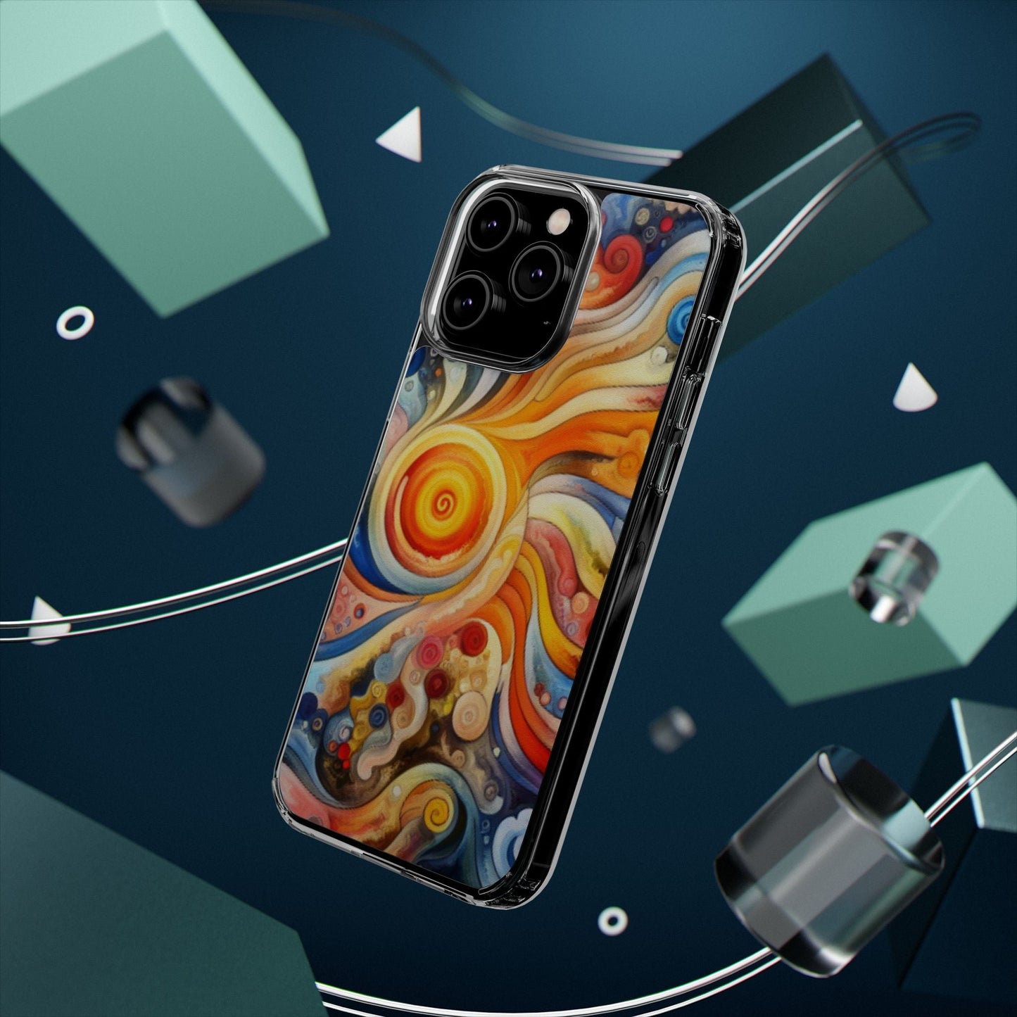 Colorful Abstract Swirl Clear Phone Case