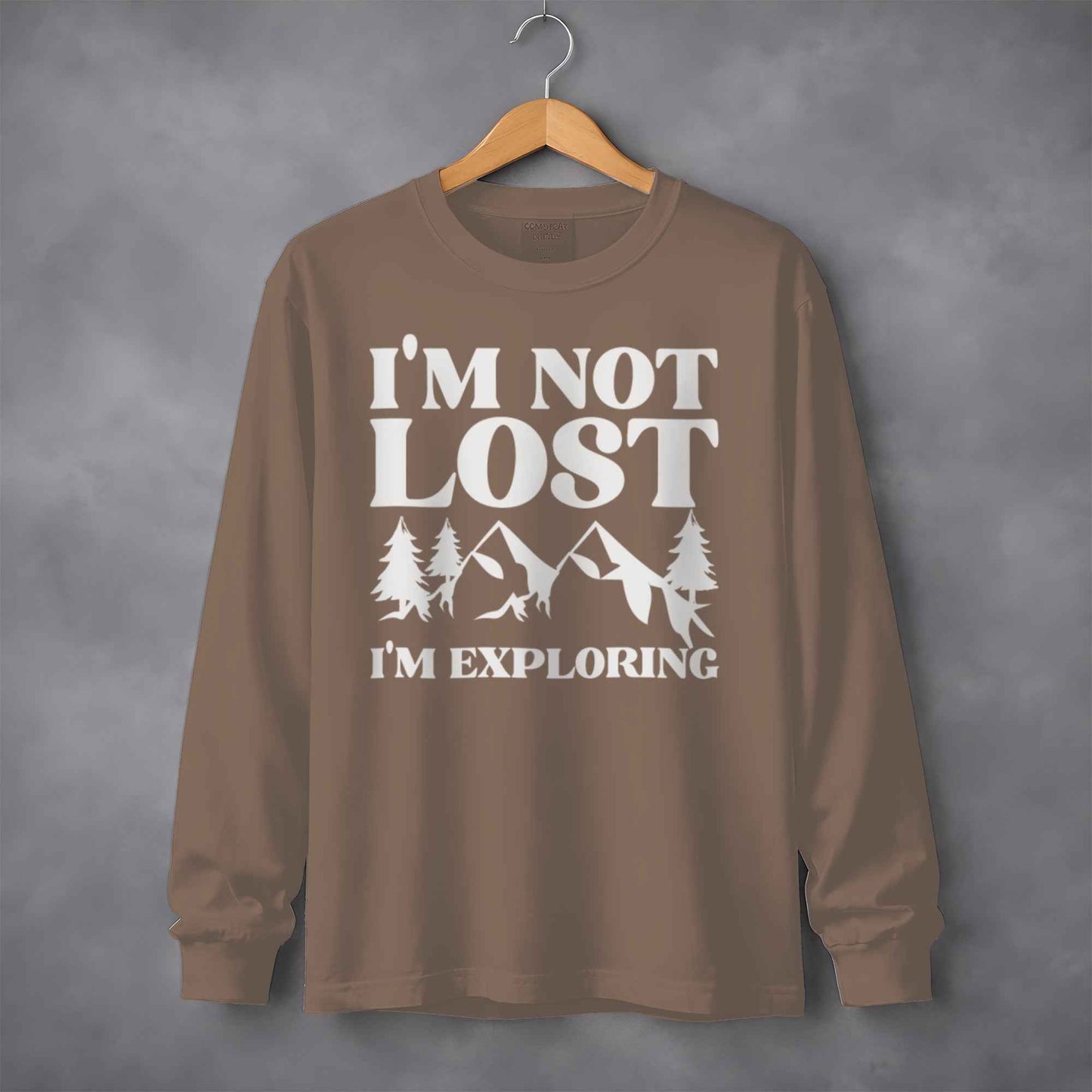 I'm Not Lost I'm Exploring Mountain Print Long Sleeve T-Shirt