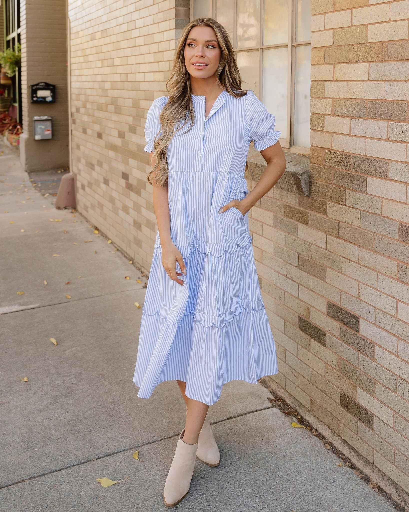 Kaeli Scallop Tiered Dress