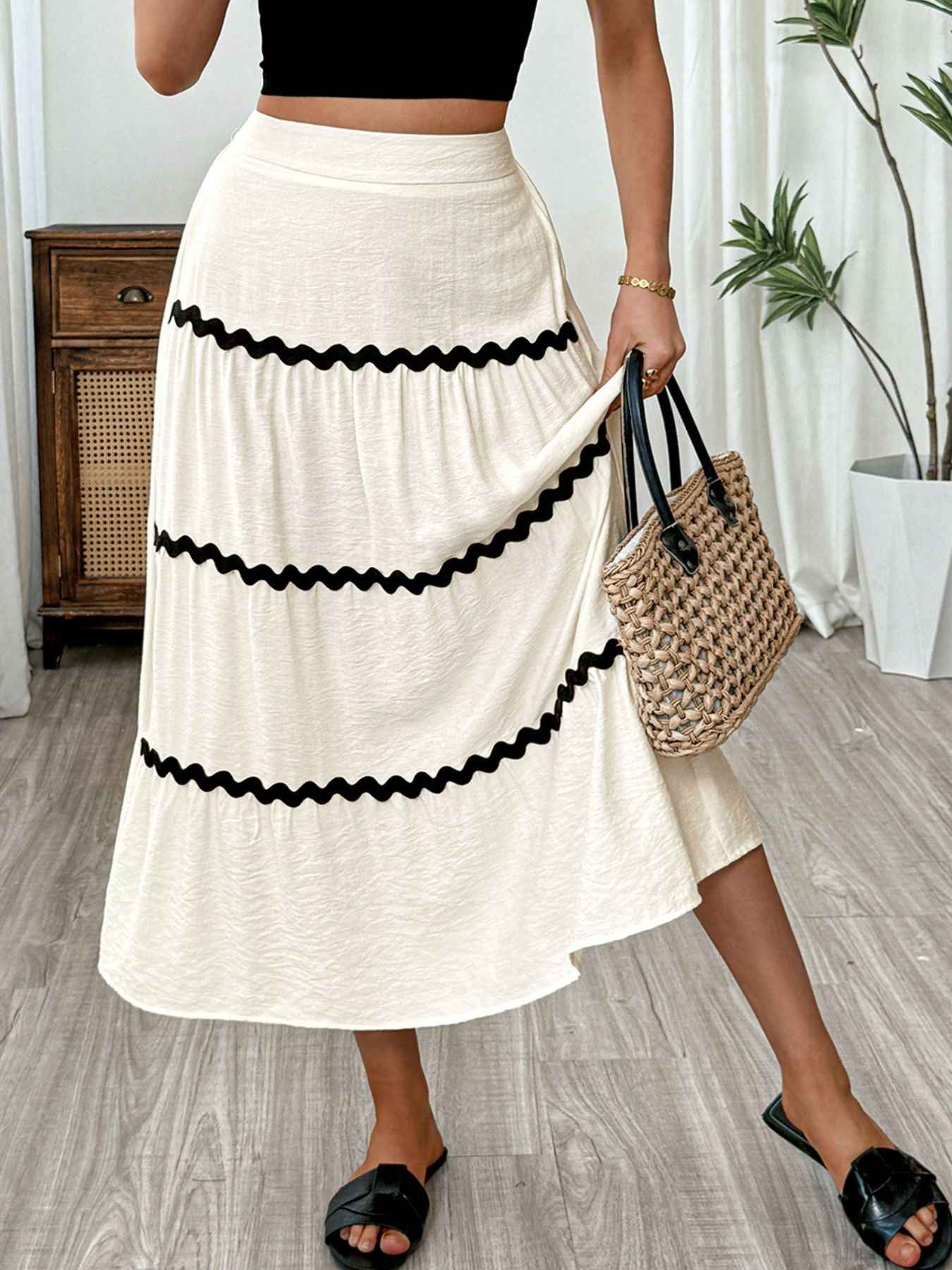 Tiered Flowy Midi Skirt