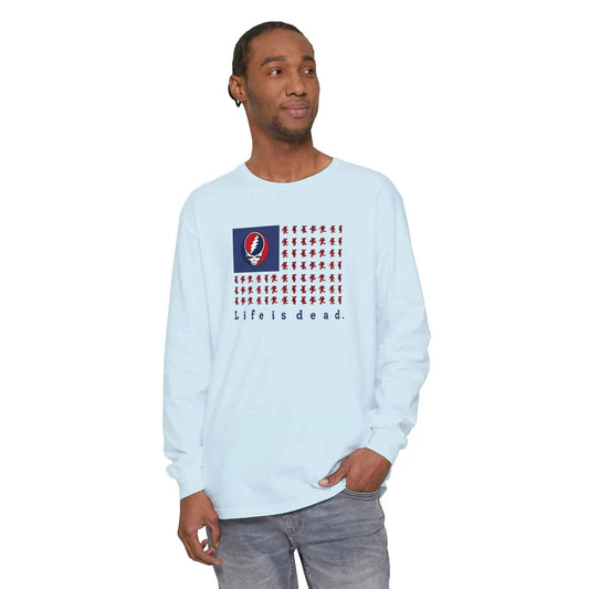 Stealie & Bears Flag Vineyard Collection Garment-Dyed Long Sleeve T-Shirt