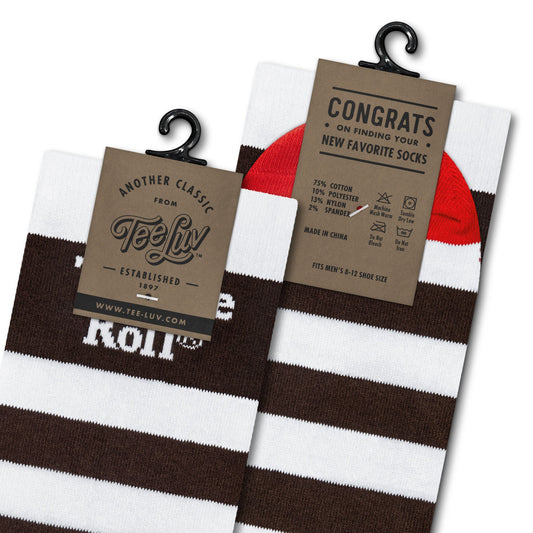 Tootsie Roll Candy Logo Crew Socks - White/Brown/Red