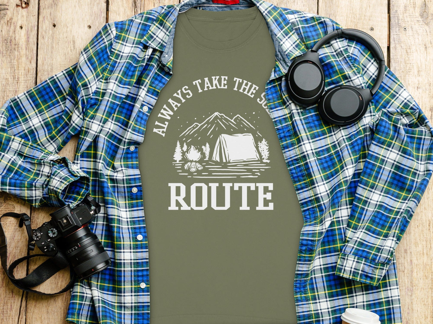 Always Take The Scenic Route Camping Adventure Long Sleeve T-Shirt