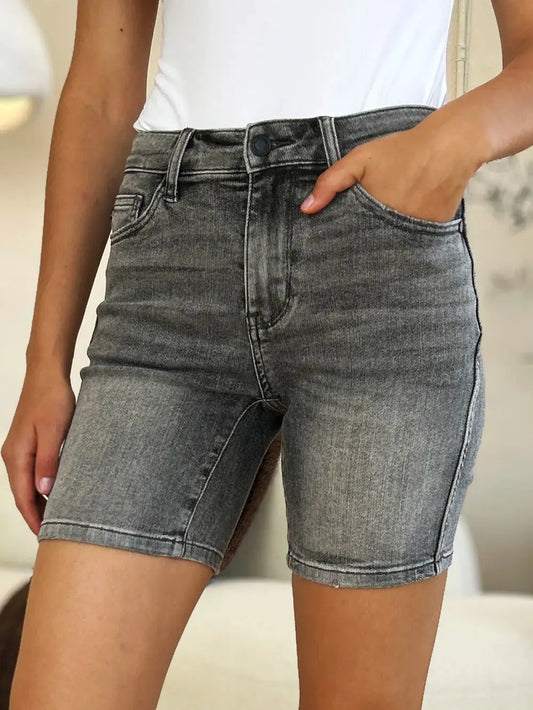 Full Size High Waist Washed Denim Shorts by Judy Blue Jeans
