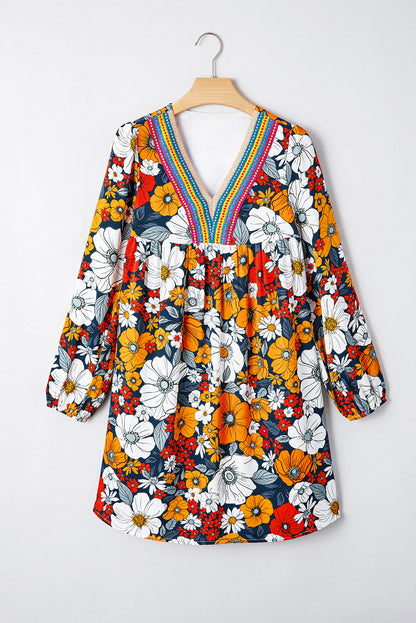 Floral Long Sleeve Mini Dress