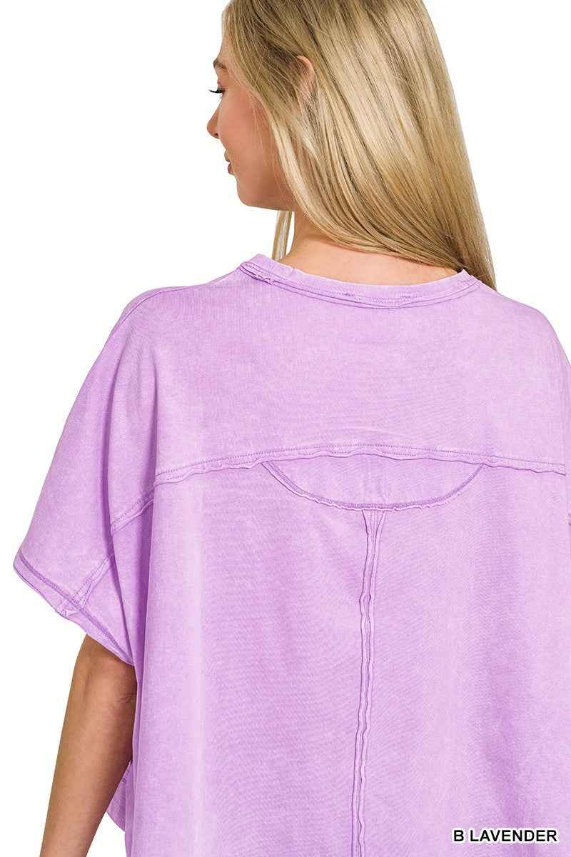 Zenana Acid Washed Oversized Top & Shorts Set