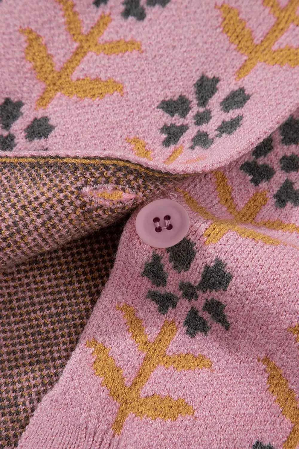Floral Button-Up Knit Cardigan