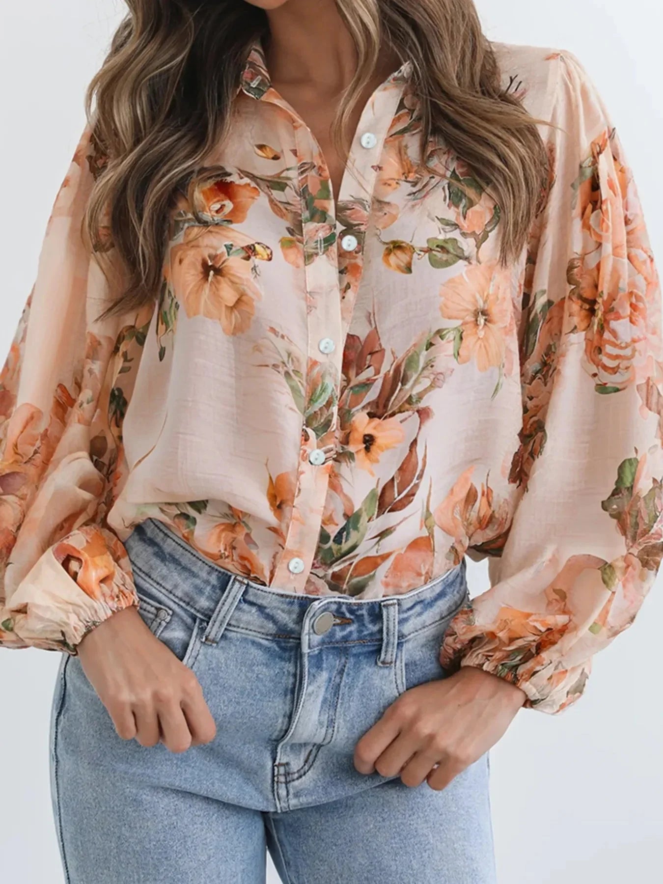 Women's Floral Button Up Blouse