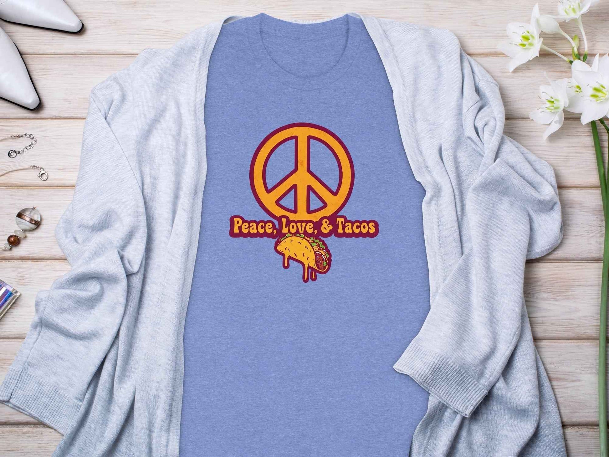 Peace Love Tacos Illustration for Taco Enthusiasts T-Shirt
