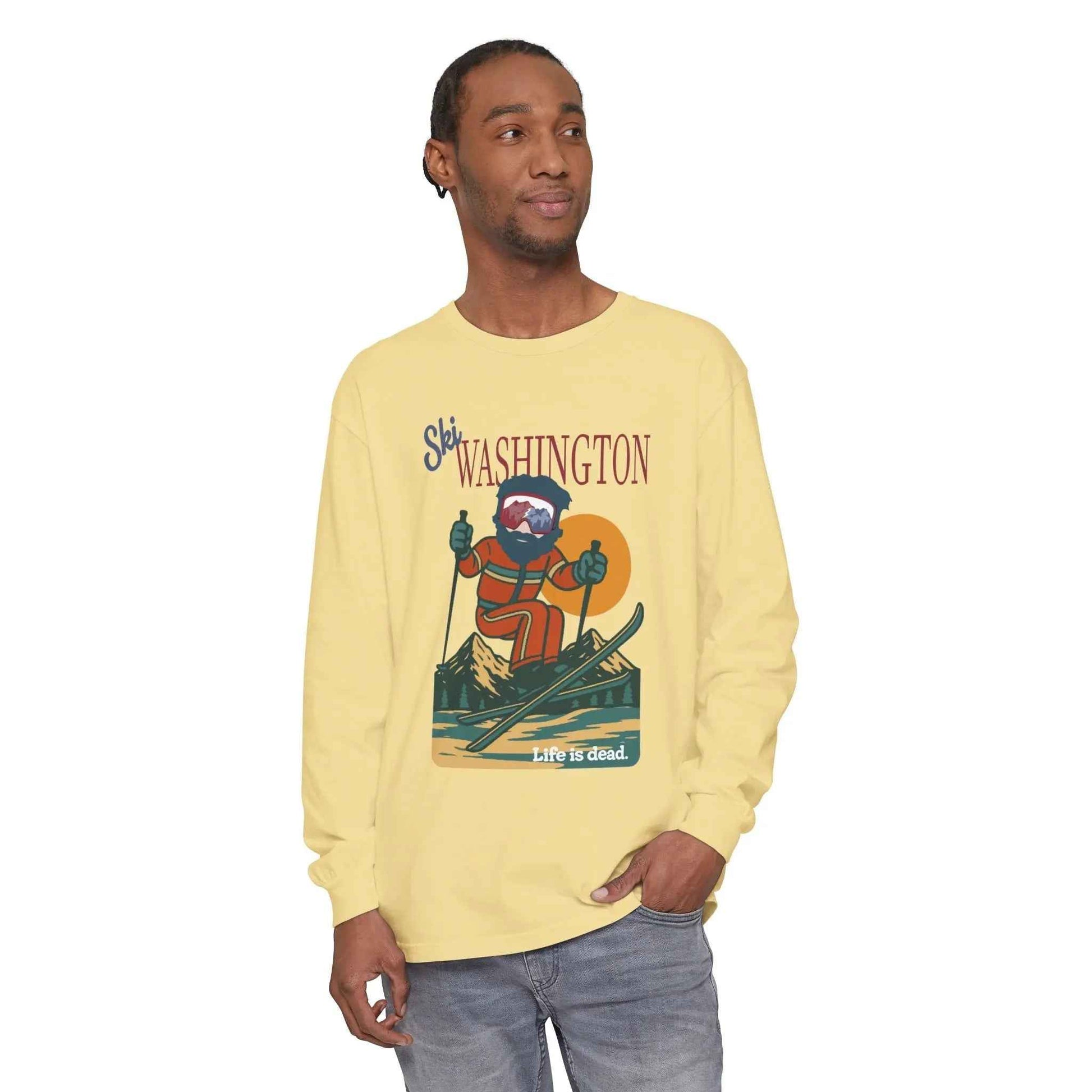Ski Washington - Life is dead.® Mountain Collection Garment-Dyed Long Sleeve T-Shirt