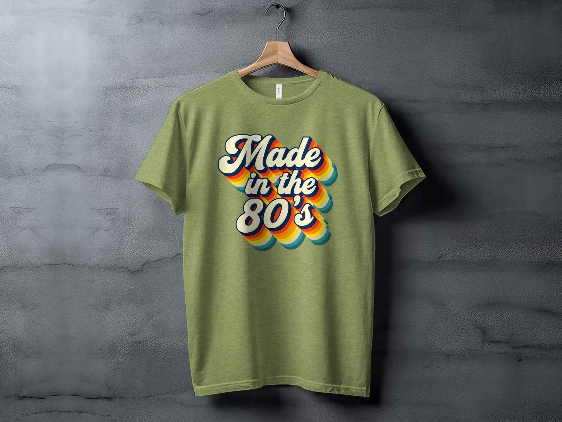 Awesome Made In The Eighties Rainbow Stripes Design T-Shirt