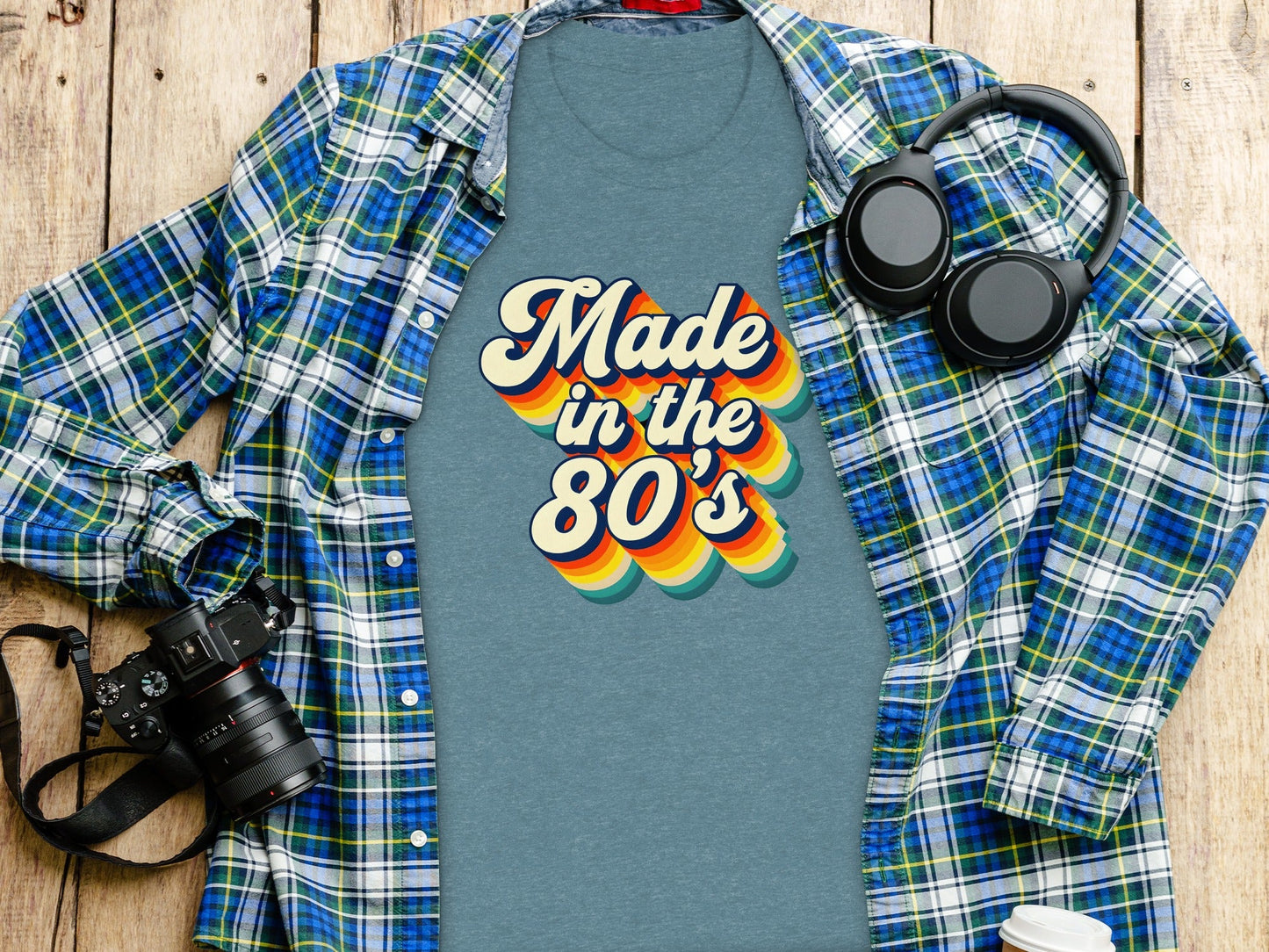 Awesome Made In The Eighties Rainbow Stripes Design T-Shirt