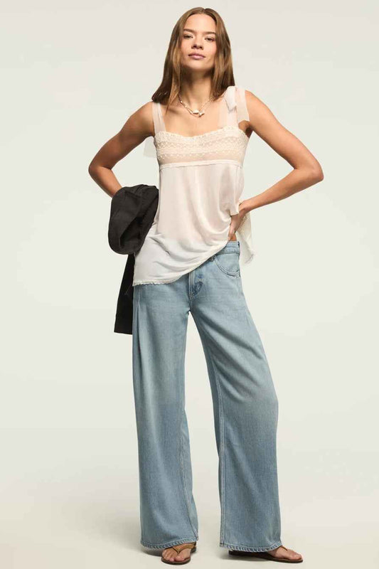 [7W15814-430] WOMENS LUCKY BRAND PLEATED LIQUID DENIM LUXE PALAZZO - RIVER