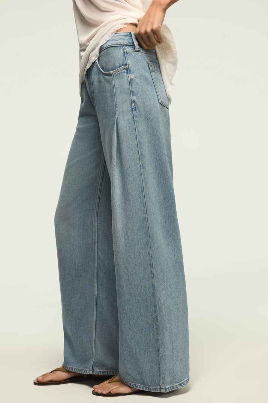 [7W15814-430] WOMENS LUCKY BRAND PLEATED LIQUID DENIM LUXE PALAZZO - RIVER