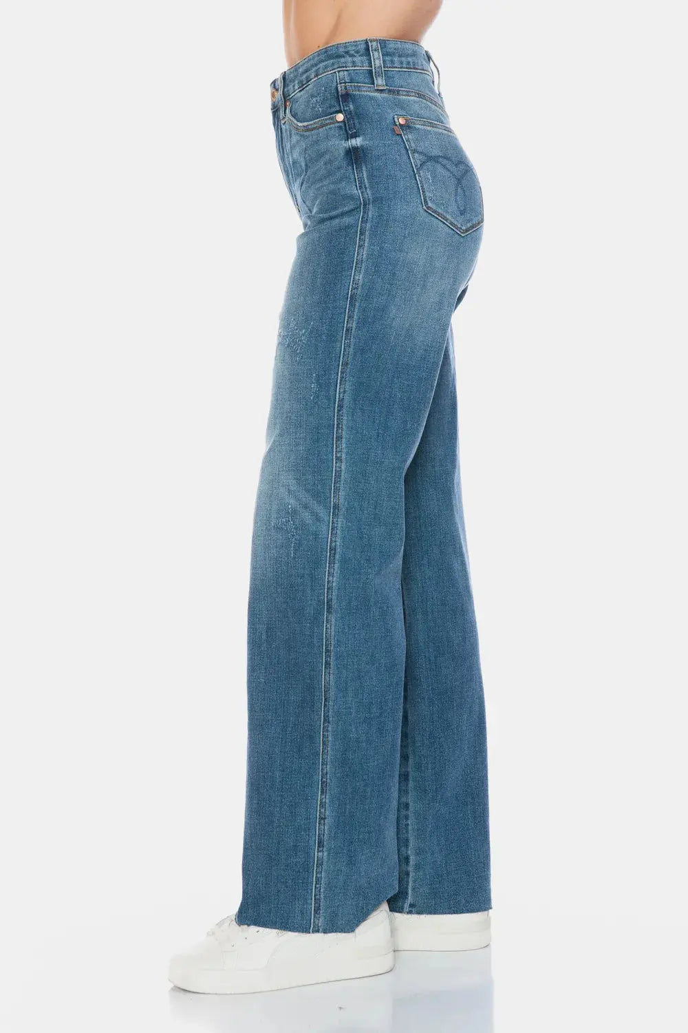 Full Size/Plus Size Tummy Control Cut Raw Hem Straight Judy Blue Jeans
