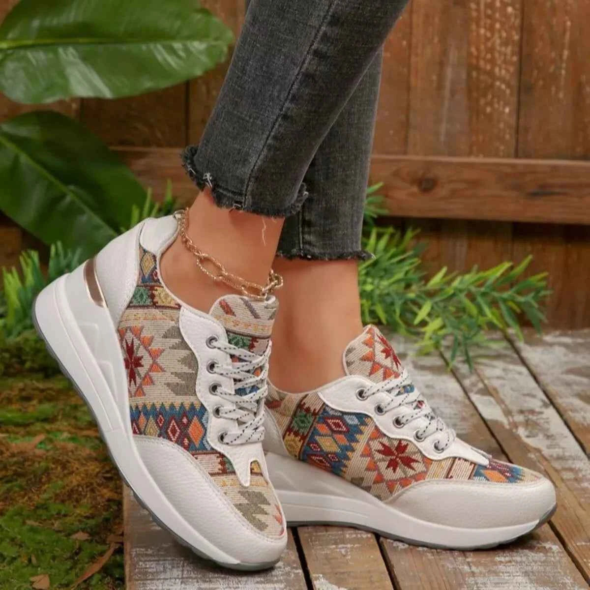 Lace Up Wedge Sneakers
