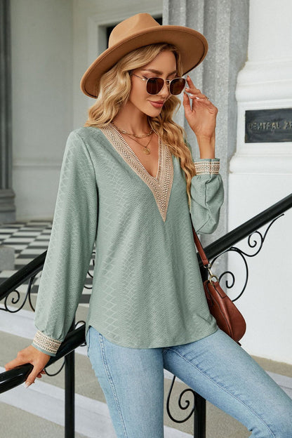 Meredith V-Neck Long Sleeve Blouse