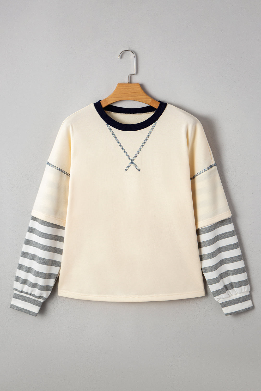 Ashley Striped Long Sleeve Two-in-one Top