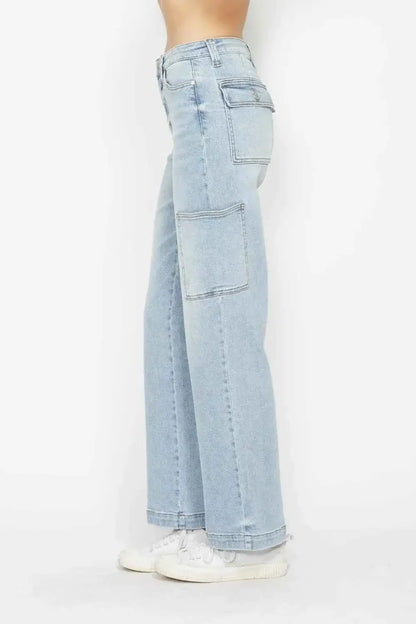 High Waist Straight Cargo Jeans