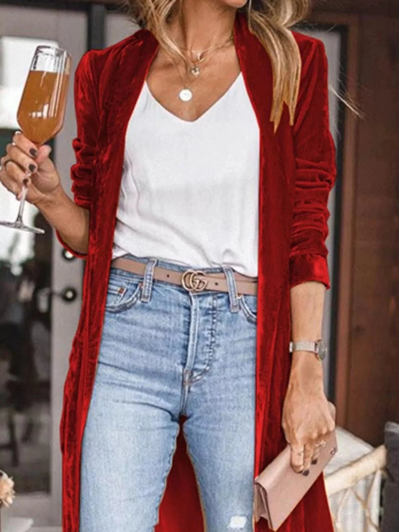 Velvet Luxe Open Front Longline Cardigan