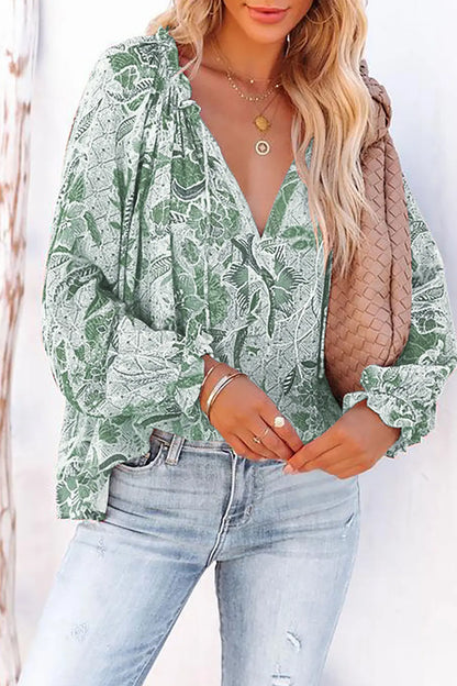 Bethany Floral Flounce Sleeve Blouse