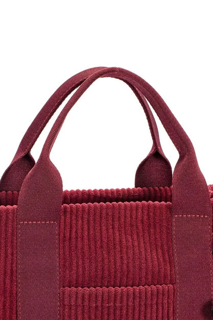 David Jones Corduroy Handbag With Charm Details Retro