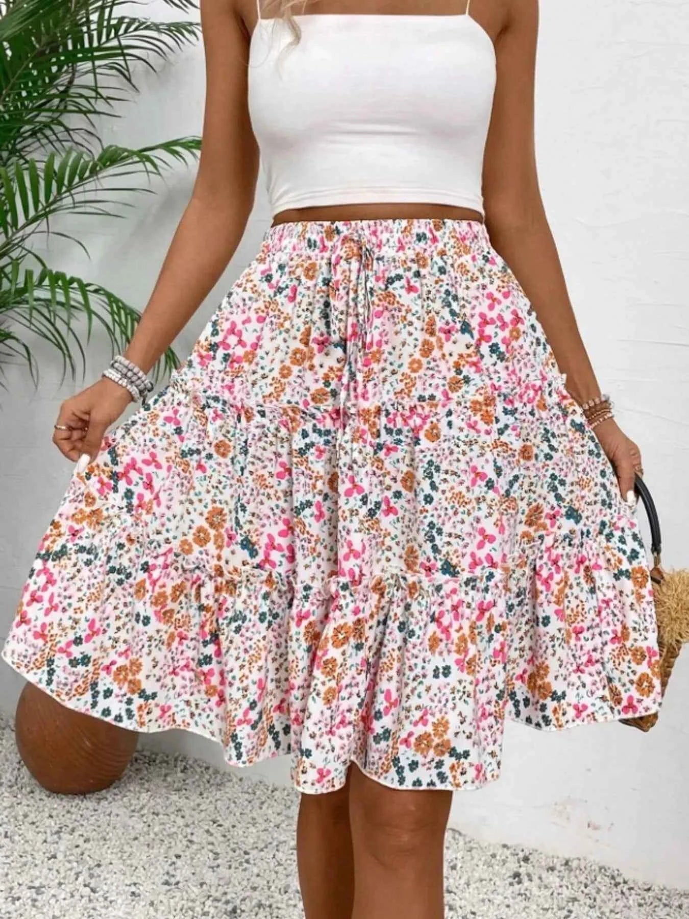 Floral Print Midi Skirt
