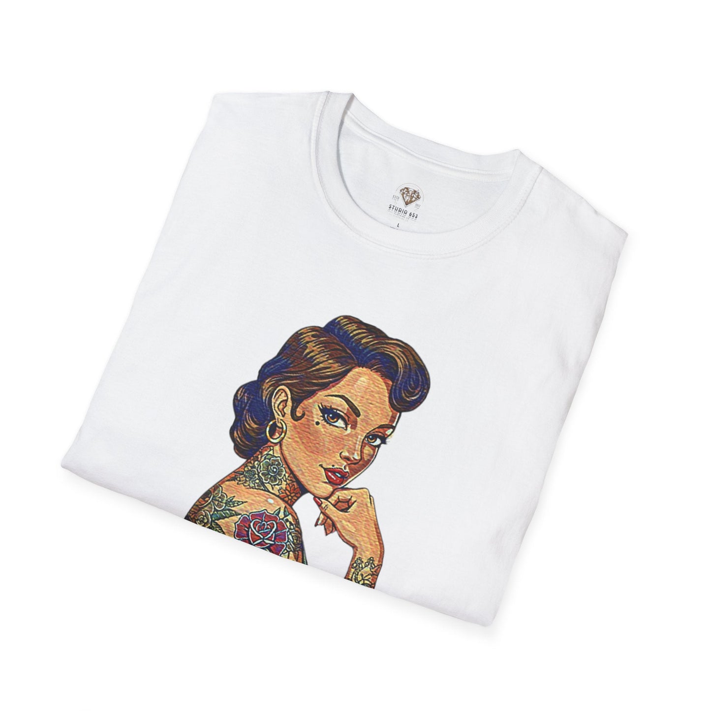 Clothed With Strength Tattooed Pin Up Vintage Graphic Tee