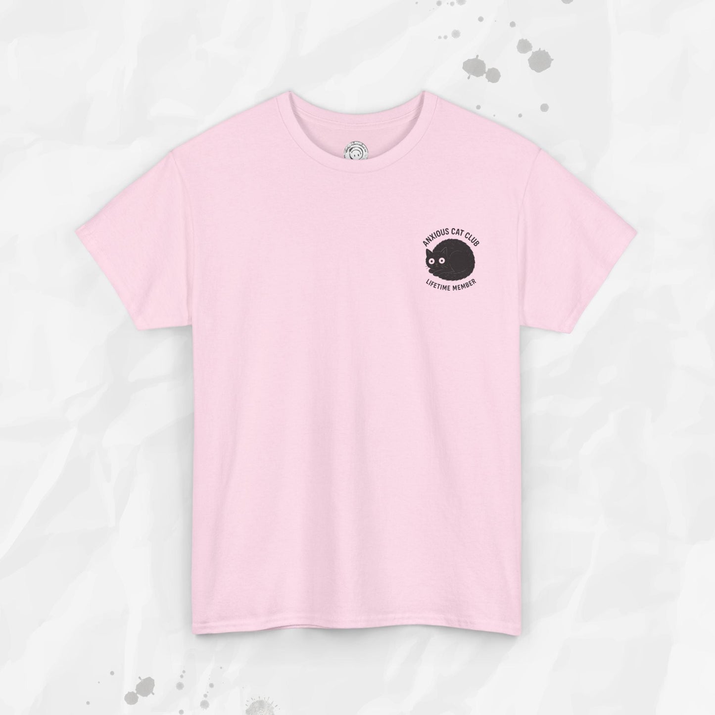 Anxious Cat Club – T-Shirt (Pocket Print)