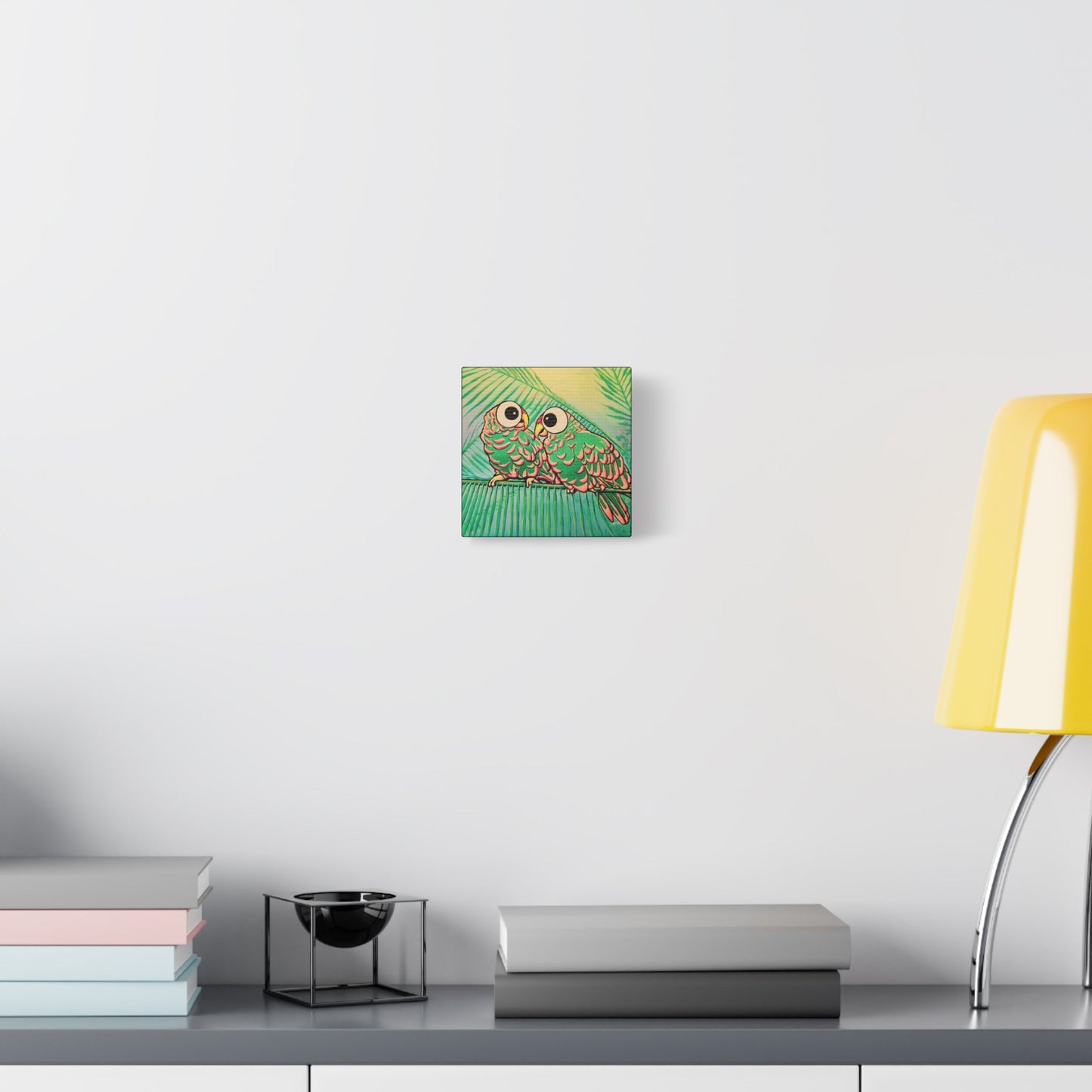 Chatty Cyclops Parrots Original Canvas Art Print, Bird Art, Tropical Vibes