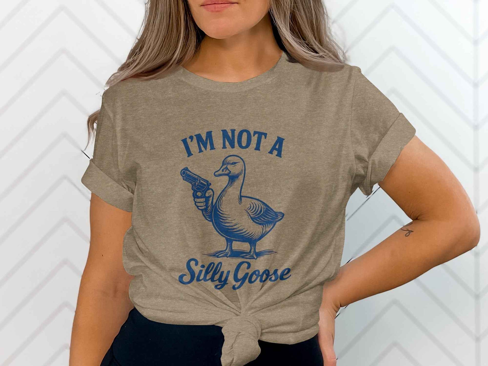 I Am Not A Silly Goose With Gun Funny Goose Design T-Shirt