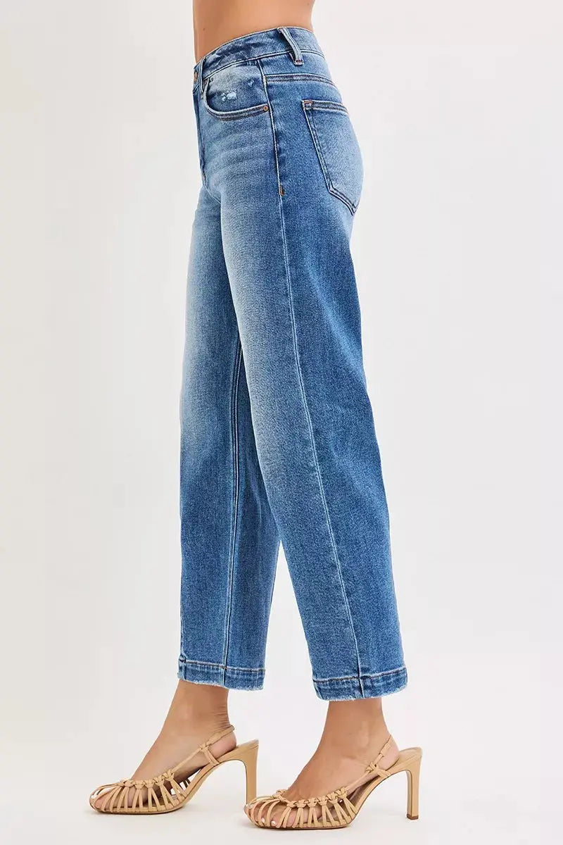 RISEN Jeans - Full Size High Rise Crop Boyfriend Tapered Jeans