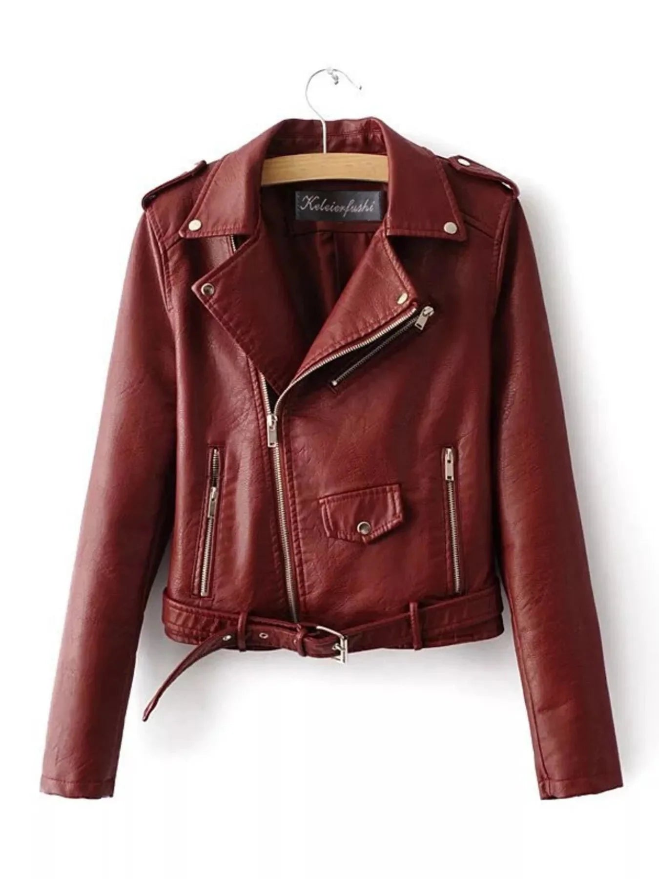 Plus Size Zip Up Motorcycle Biker Faux Leather Jacket