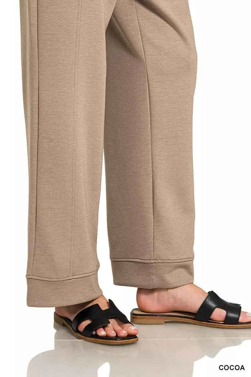 Cocoa Brown Scuba 3/4 Sleeve Pullover & Pants Set w/ Pockets by Zenana