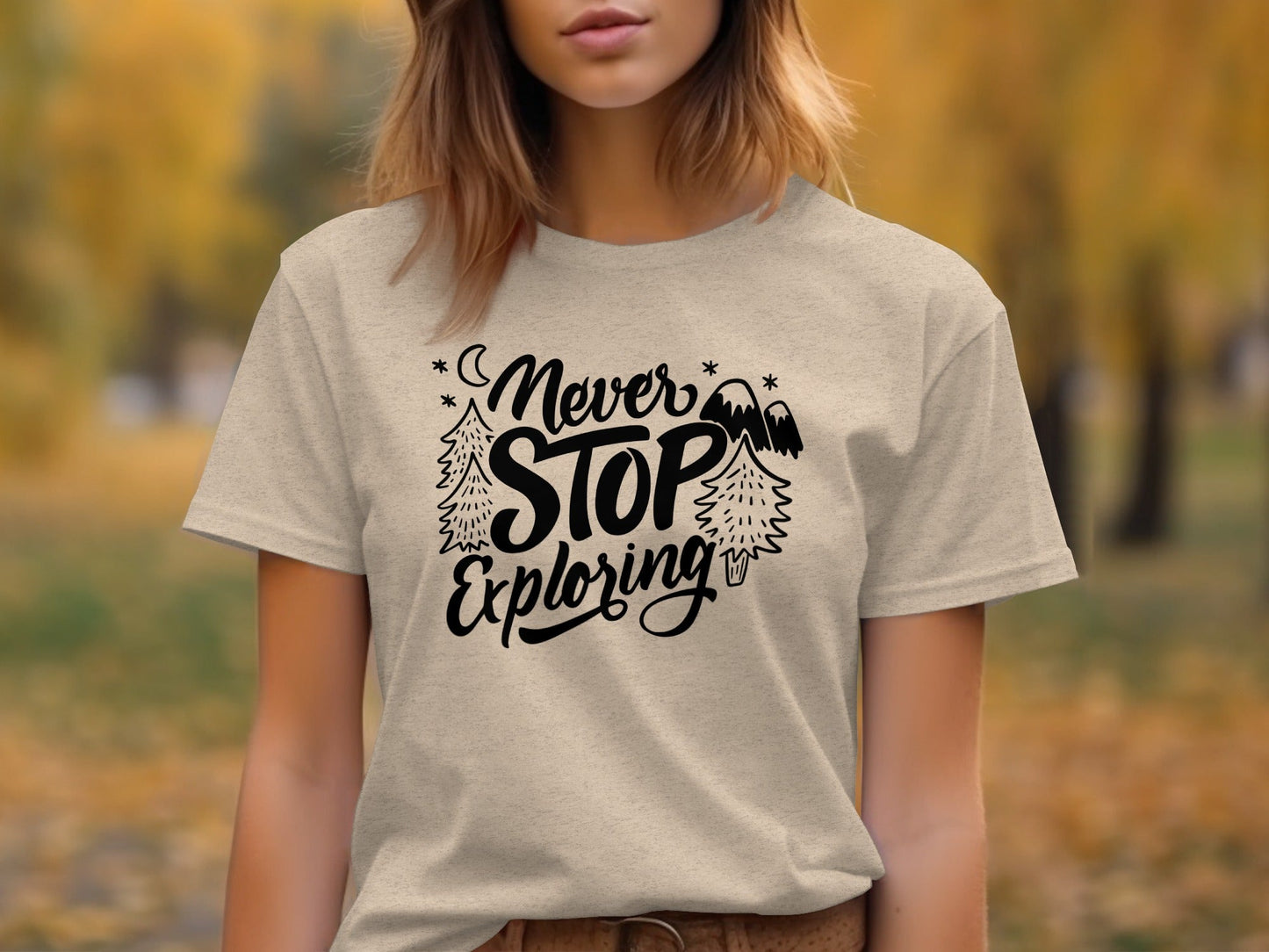 Never Stop Exploring Mountain Adventure Outdoors T-Shirt