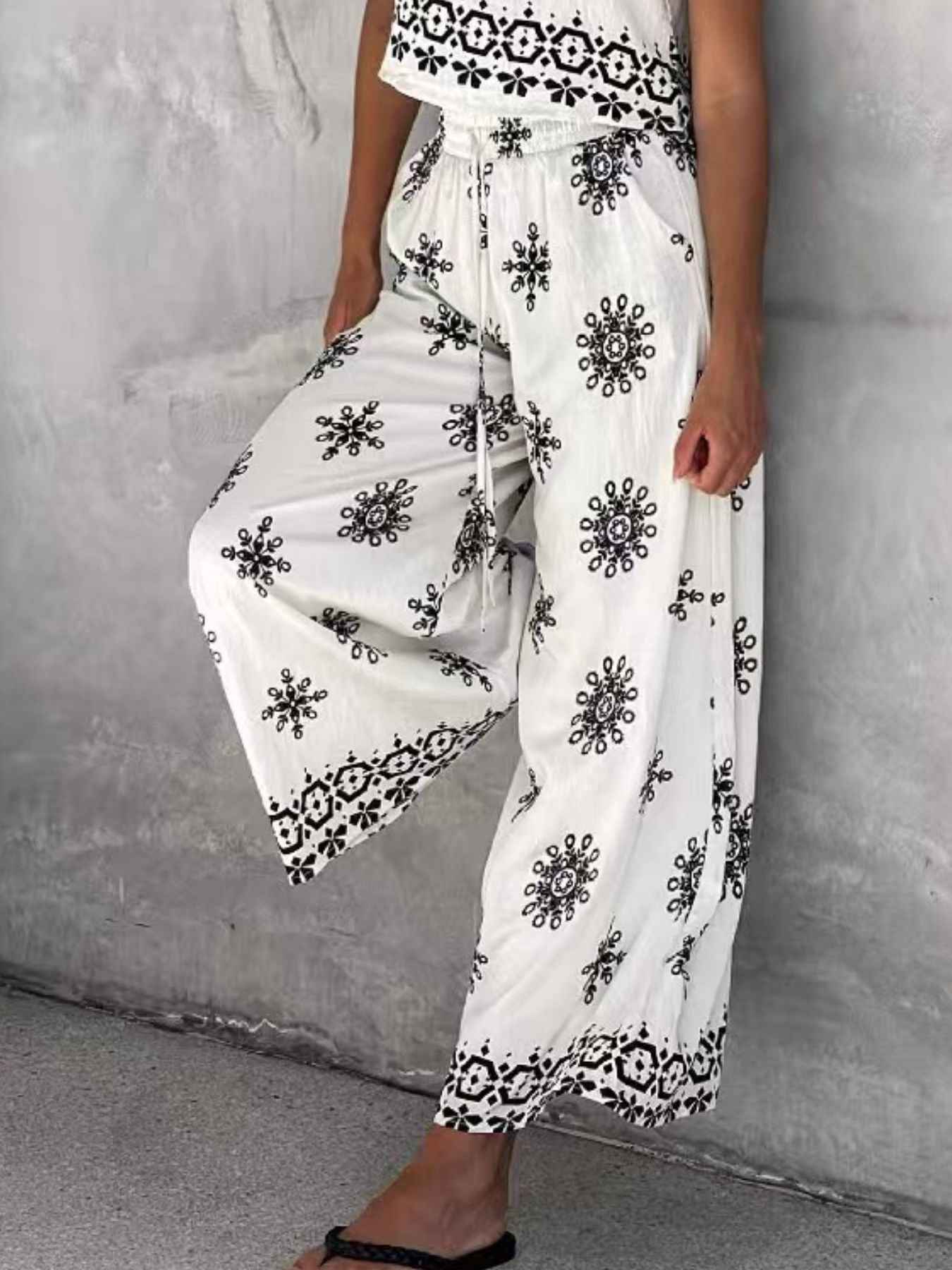Sleeveless Top and Wide Leg Pants Set