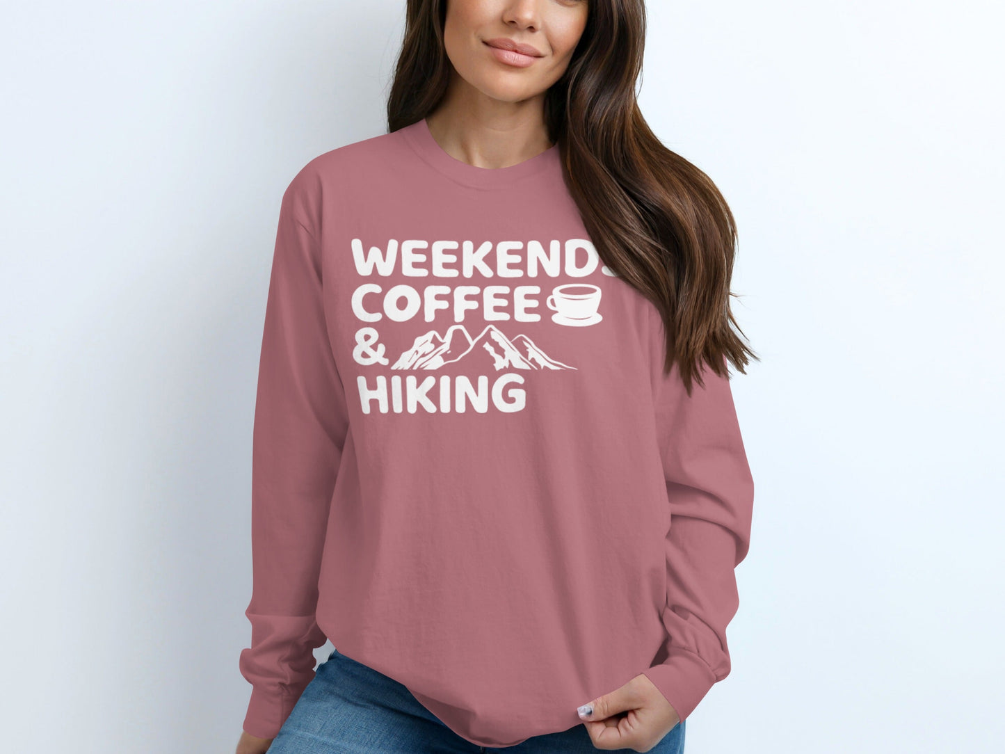 Weekends Coffee and Hiking Adventure Long Sleeve T-Shirt