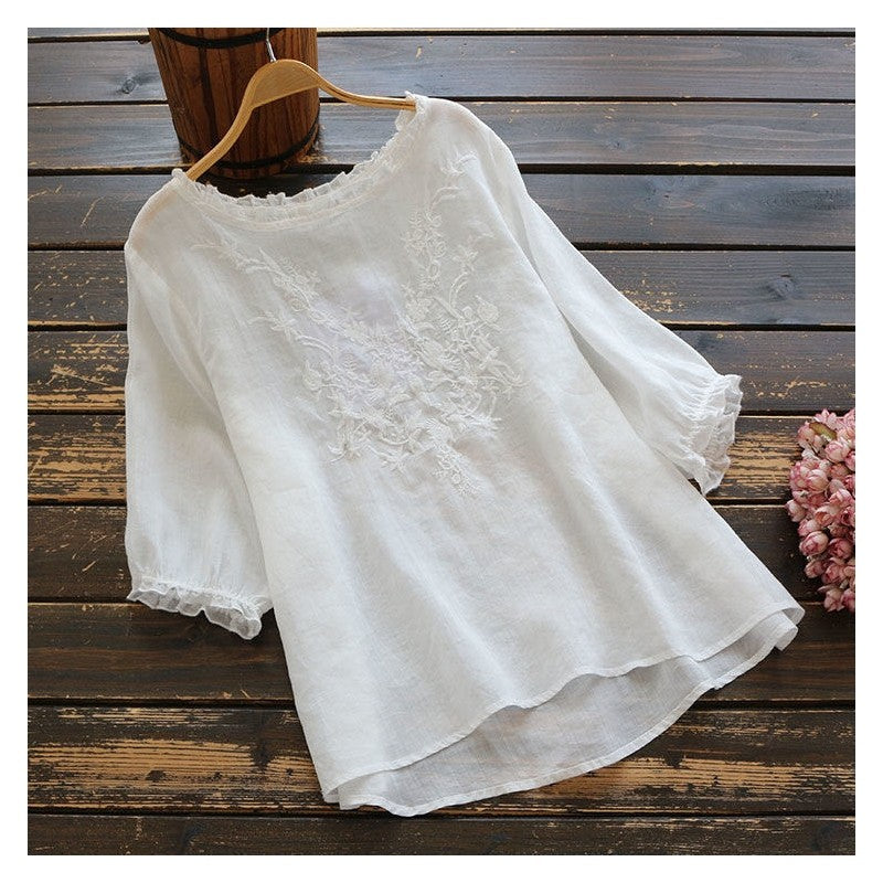 Breathable Thin Oversized Plus Size Loose Embroidered T-Shirt
